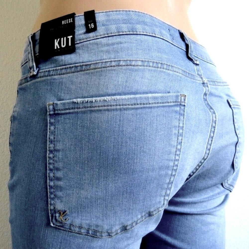 KUT from the KLOTH Jeans Women DISTRESSED REESE Ankle Straight Plus Size 16 NWT